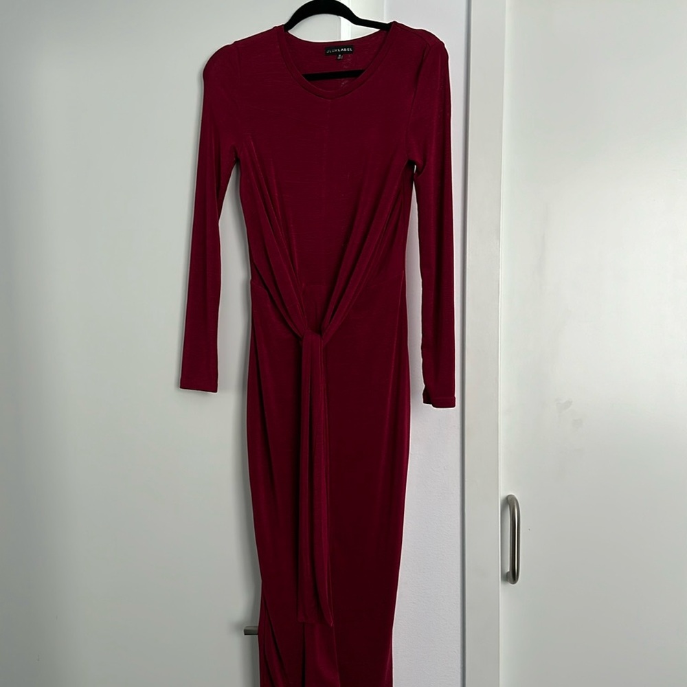 Jluxlabel front tie dress wine M